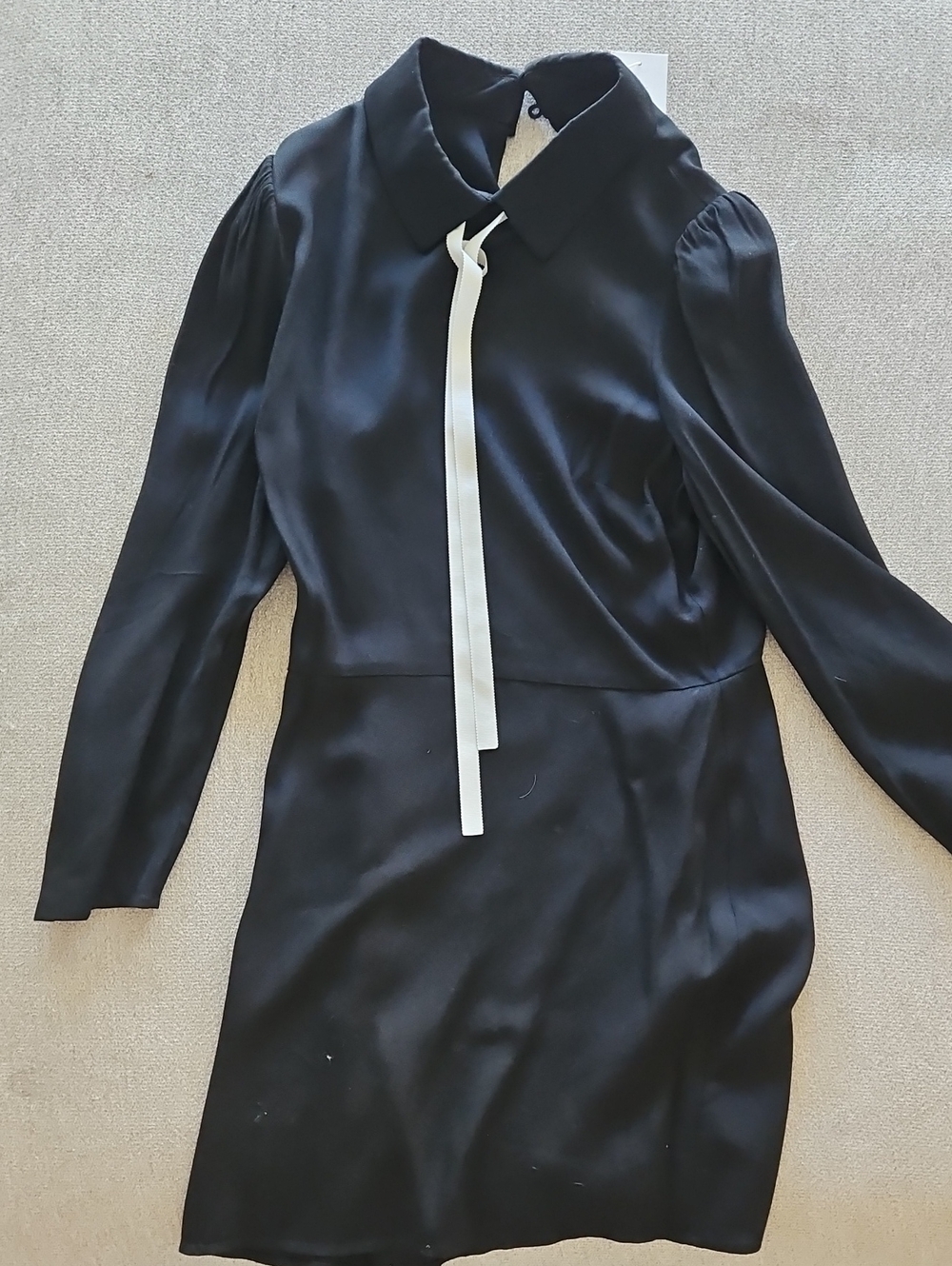 Women's Reformation Rocco Black Long-Sleeve Tie-Detail Dress